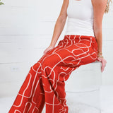 Bella Brick Red Geometric Pants Lucy Paris