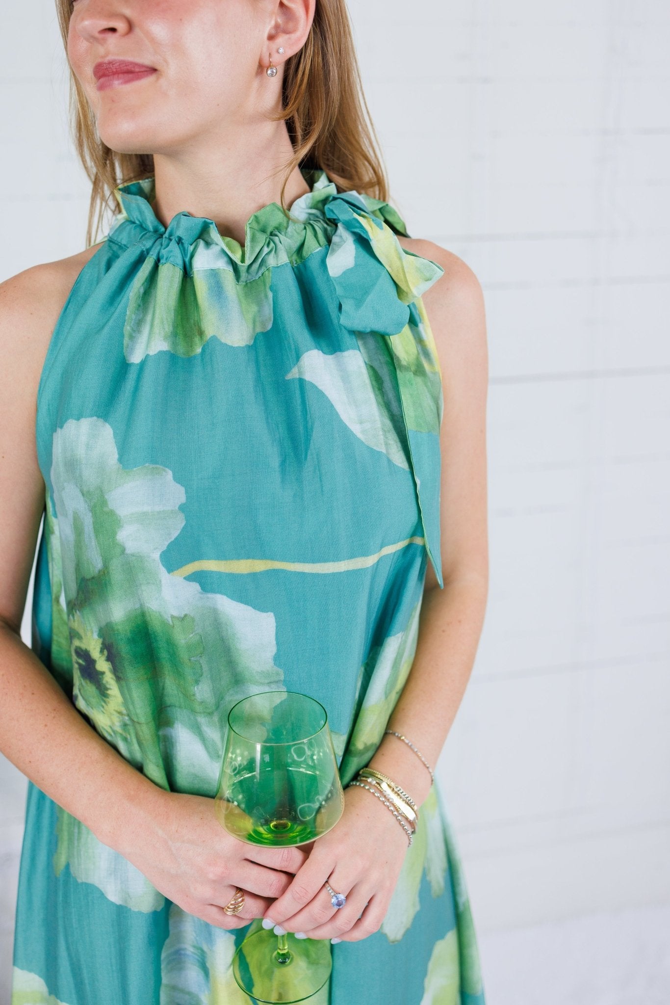 Bellamy Sage Watercolor Floral Maxi Dress Glam