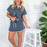 Belle Navy Striped Skort Entro
