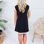 Belvedere Noir + Oatmeal Trim Mini Dress
