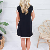 Belvedere Noir + Oatmeal Trim Mini Dress