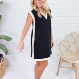 Belvedere Noir + Oatmeal Trim Mini Dress