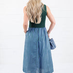 Benjamin Hunter Green Sweater + Striped Dress Entro 