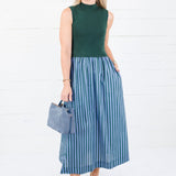 Benjamin Hunter Green Sweater + Striped Dress Entro