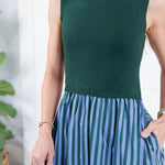Benjamin Hunter Green Sweater + Striped Dress Entro 