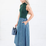 Benjamin Hunter Green Sweater + Striped Dress Entro 