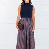 Benjamin Navy Sweater + Striped Dress Entro