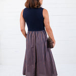 Benjamin Navy Sweater + Striped Dress Entro