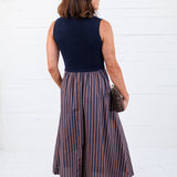 Benjamin Navy Sweater + Striped Dress Entro