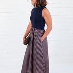 Benjamin Navy Sweater + Striped Dress Entro
