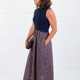 Benjamin Navy Sweater + Striped Dress Entro