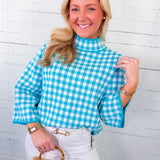 Bennett Aqua Gingham Sweater Entro