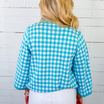 Bennett Aqua Gingham Sweater Entro