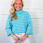 Bennett Aqua Gingham Sweater Entro