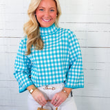 Bennett Aqua Gingham Sweater Entro