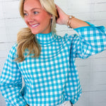 Bennett Aqua Gingham Sweater Entro