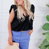 Benny Black Poplin Bubble Hem Top Karlie 