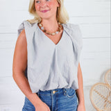 Benny Blue + Latte Stripe Bubble Hem Top