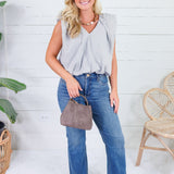 Benny Blue + Latte Stripe Bubble Hem Top