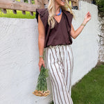 Benny Chocolate Poplin Bubble Hem Top
