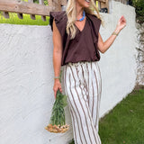 Benny Chocolate Poplin Bubble Hem Top