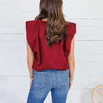 Benny Merlot Poplin Bubble Hem Top