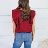 Benny Merlot Poplin Bubble Hem Top