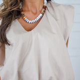 Benny Mocha Poplin Bubble Hem Top Karlie