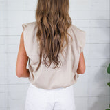 Benny Mocha Poplin Bubble Hem Top Karlie