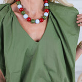 Benny Olive Poplin Bubble Hem Top