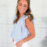 Benny Shirtmaker Stripe Poplin Bubble Hem Top Karlie