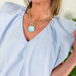 Benny Shirtmaker Stripe Poplin Bubble Hem Top Karlie