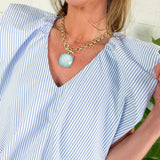 Benny Shirtmaker Stripe Poplin Bubble Hem Top Karlie