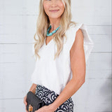 Benny White Poplin Bubble Hem Top Karlie