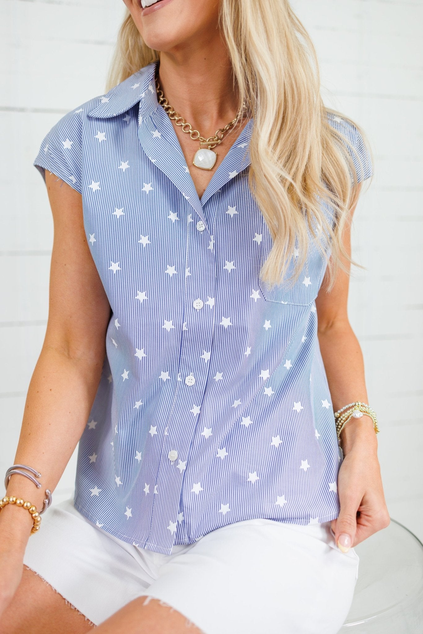 Betsy Ross Star Cap Sleeve Top Current Air