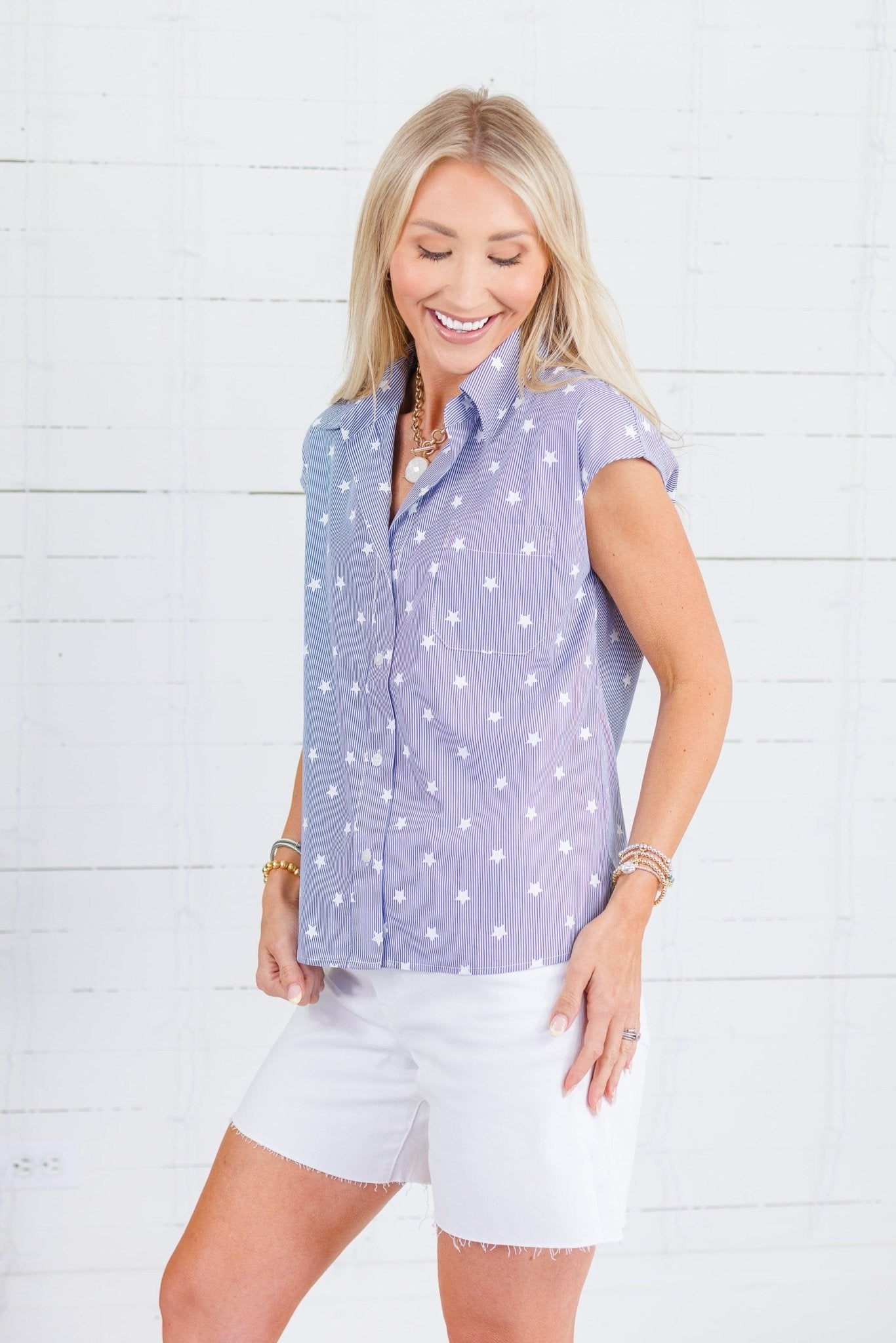 Betsy Ross Star Cap Sleeve Top Current Air
