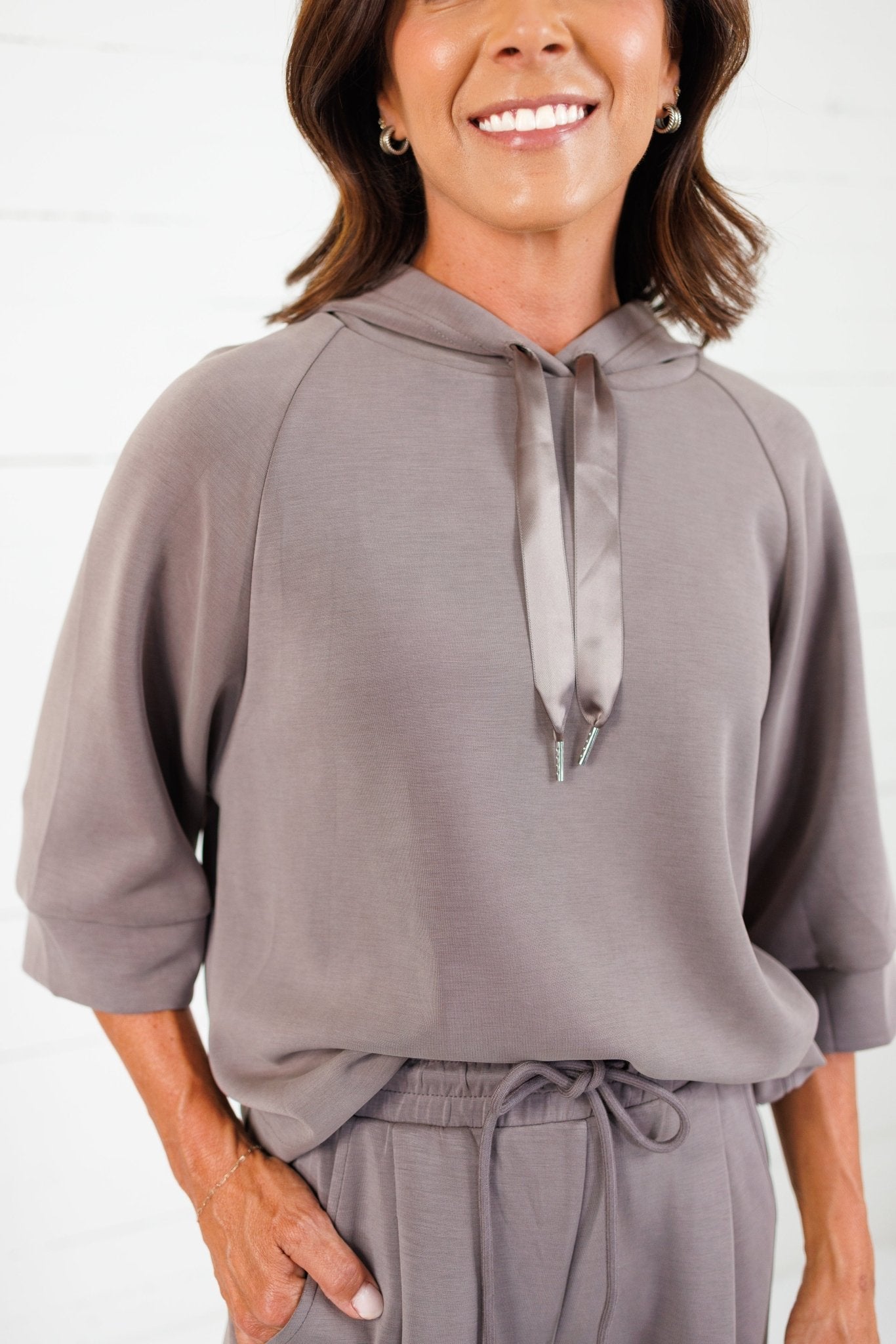 Bettye Mocha Hooded Top See and Be Seen