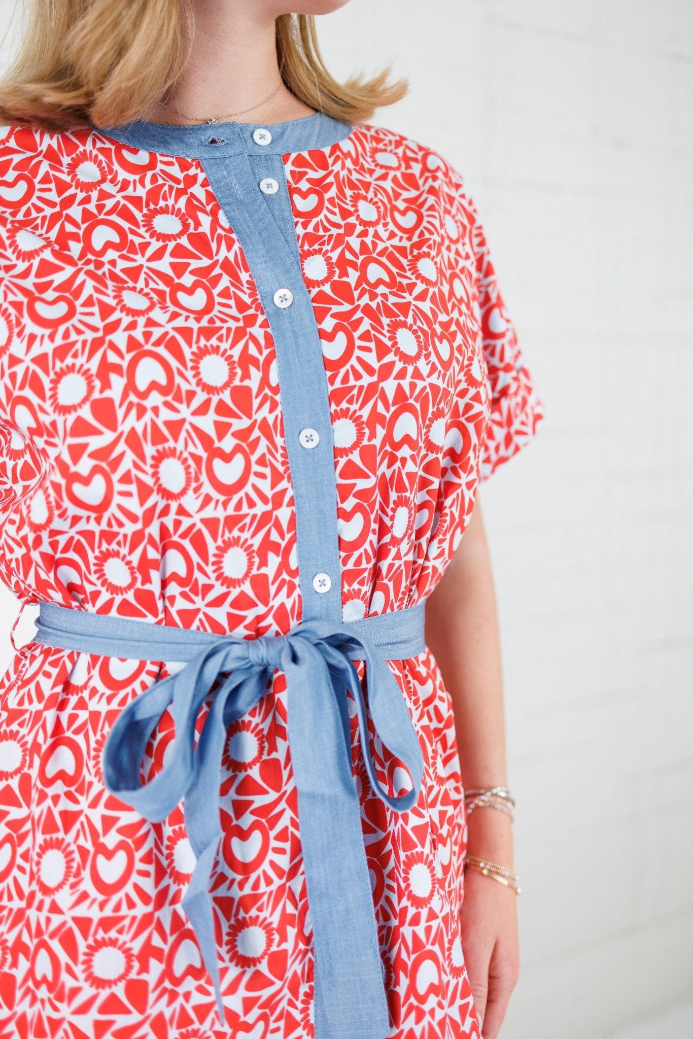 Beverly Red + Sky Midi A-Line Dress THML