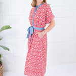 Beverly Red + Sky Midi A-Line Dress THML