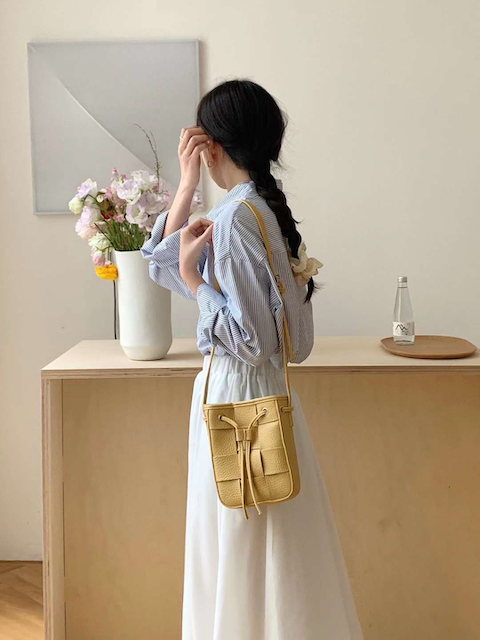 Woven Microfiber Leather Crossbody Bag