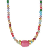 Multi Bead Pink Barrel Bead Necklace