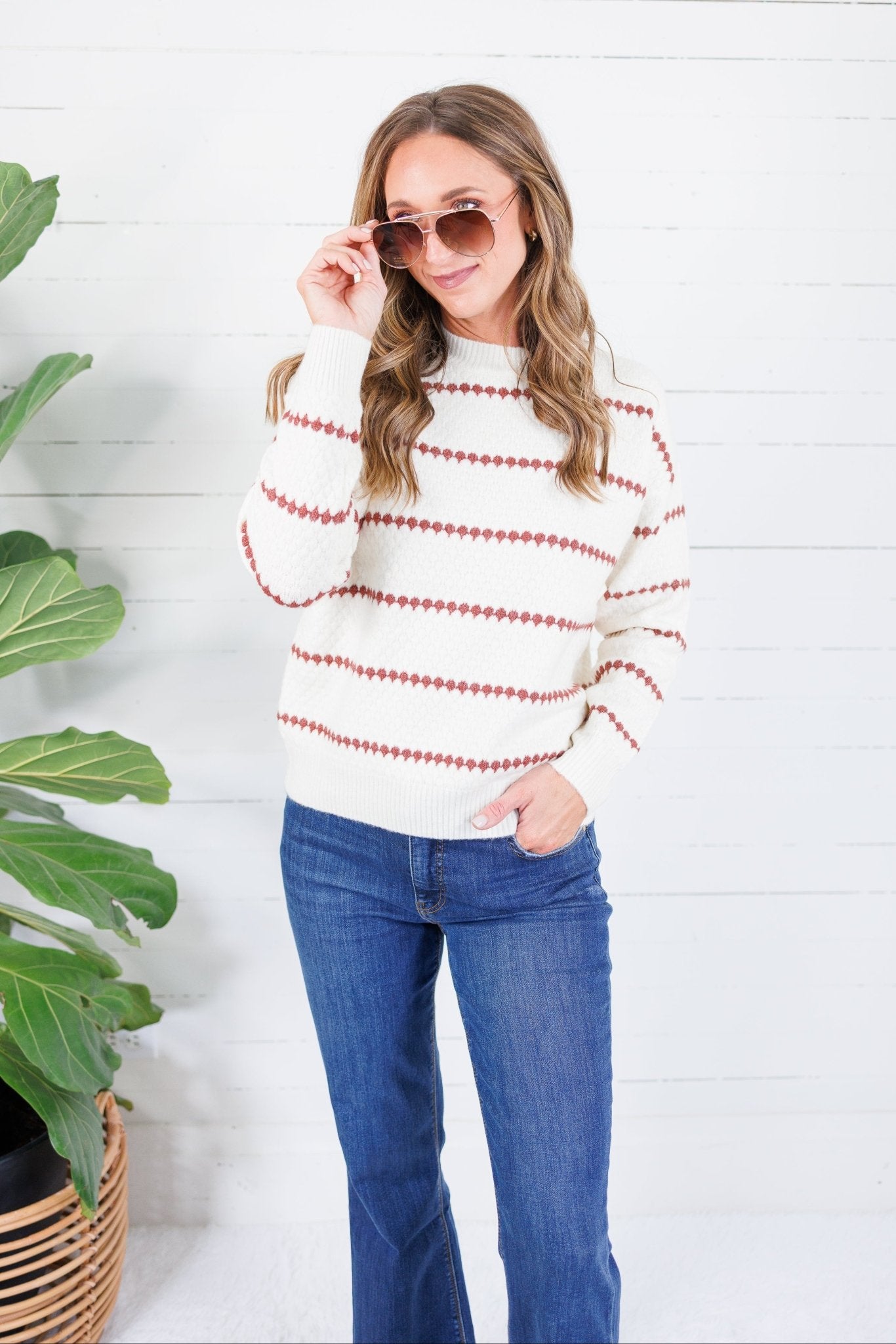 Billie Ivory + Rust Dotty Stripe Sweater Staccato