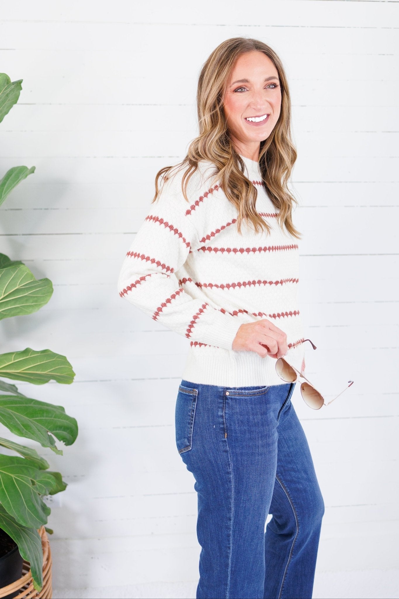 Billie Ivory + Rust Dotty Stripe Sweater Staccato