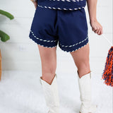 Birch Navy Whipstitch Trim Shorts Entro