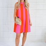 Bivens Pink + Orange Stripe Mini Dress THML
