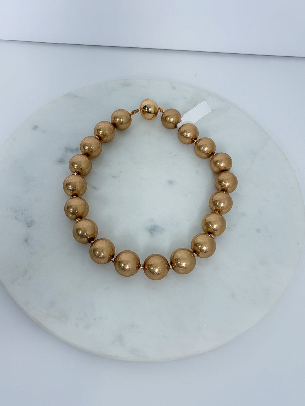 Blaine Worn Gold Ball Beaded Necklace Golden Stella 