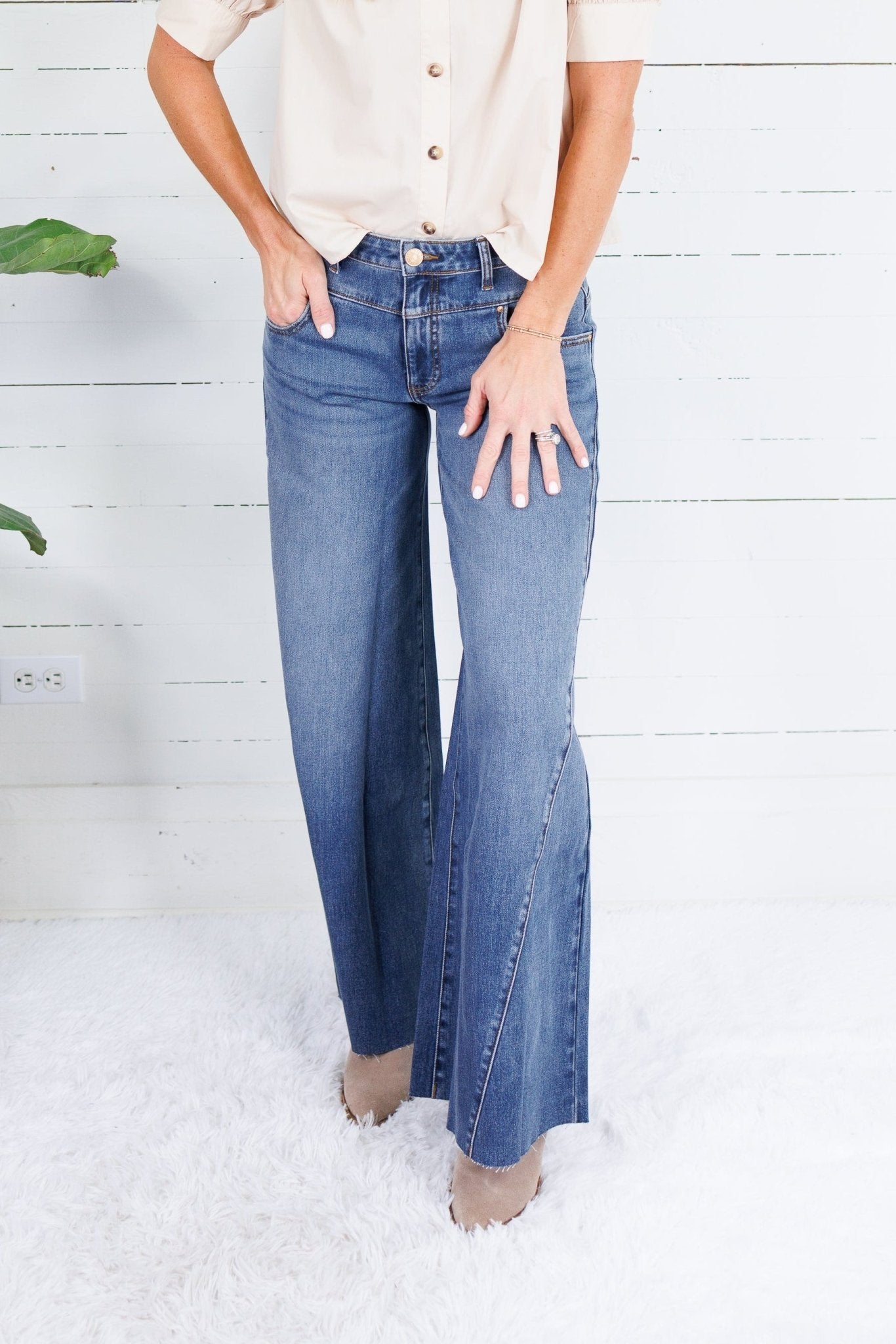 Blake Brightly Double Waistband Wide Leg Jean Kut