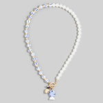 Blue Stripe Bead + Pearl Toggle Fish Pendant Necklace - A3 Accessories - Jewelry - Clover + Bee