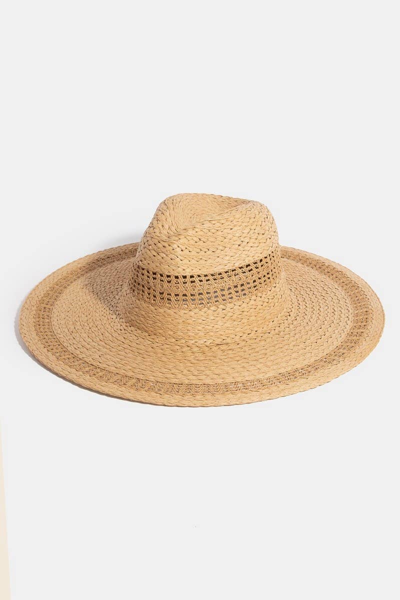 Boho Flat Brim Straw Hat - A3 Accessories - miscellanous - Clover + Bee