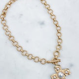 Bold Cross with Pearl Necklace